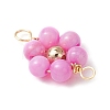 Dyed Natural Shell & Brass Round Beaded Flower Connector Charms PALLOY-JF03464-4