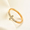 Cross Stainless Steel Micro Pave Clear Cubic Zirconia Finger Rings for Women FS-WG88B59-05-1