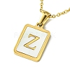 Ion Plating(IP) Rectangle with Initial Letter 304 Stainless Steel Pendant Necklace NJEW-R265-04G-Z-1