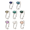 Natural Gemstone Open Cuff Ring RJEW-M166-04P-1-1