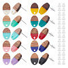 10Pairs 10 Color Two Tone Transparent Resin & Walnut Wood Stud Earring Findings FIND-FH0004-05-1