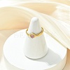 Gemstone Round 304 Stainless Steel Cuff Open Rings for Women RJEW-JR01063-2