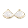 Brass Pave Shell Charms X-KK-G491-41G-1