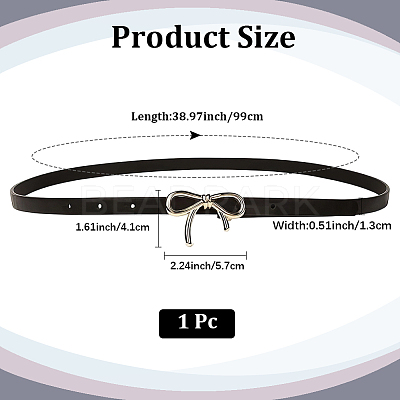 Alloy Bowknot PU Leather Chain Belts for Women AJEW-WH20019-67G-01-1