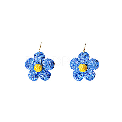 Flower Alloy Raffia Flower Dangle Earrings FS-WG89508-05-1