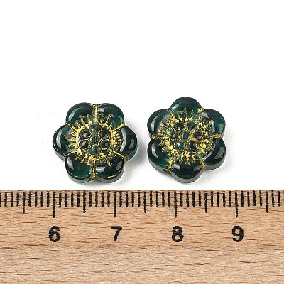 Baking Paint and Golden Metal Enlaced Glass Beads DGLA-T004-10E-1