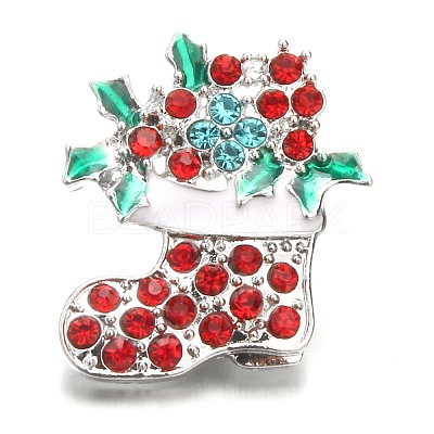 Christmas Theme Alloy Rhinestone Snap Jewelry Buttons FIND-WH0032-67P-01-1