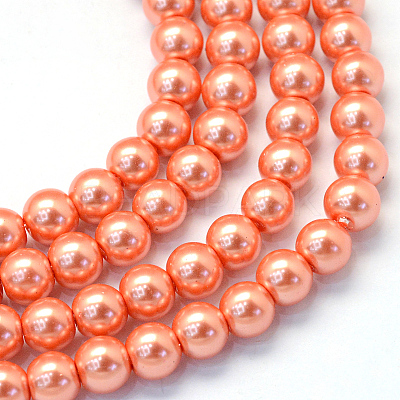 Baking Paint Pearlized Glass Pearl Round Bead Strands LS-HY-Q330-8mm-77-1