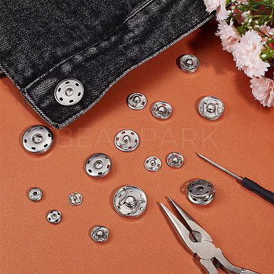 75 Sets 5 Style 202 Stainless Steel Snap Buttons BUTT-UN0001-20-1