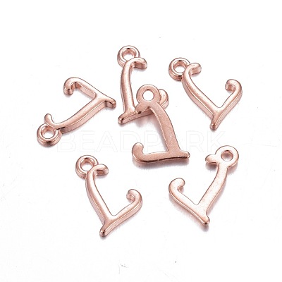 Rose Gold Plated Alloy Letter Pendants X-PALLOY-J718-01RG-L-1
