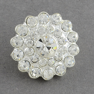 Shining Flower Alloy Grade A Crystal Rhinestone Slide Charms Beads RB-R008-07-1