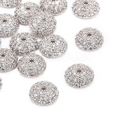 Apetalous Half Round/Dome Brass Micro Pave Cubic Zirconia Bead Caps ZIRC-D062-P-1