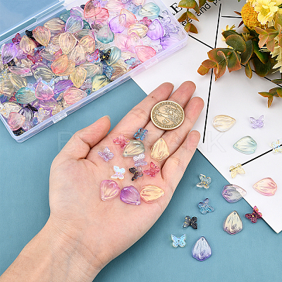 208Pcs Transparent Spray Painted Glass Charms GLAA-BC0001-14-1