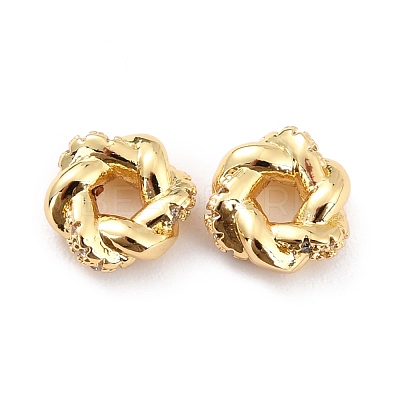 Brass Micro Pave Clear Cubic Zirconia Beads ZIRC-P091-18G-RS-1