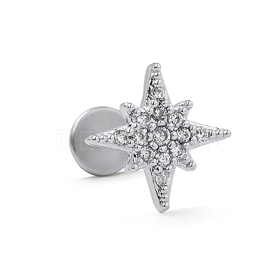 316L Surgical Stainless Steel Micro Pave Clear Cubic Zirconia Cartilage Earrings for Women Men WG67427-05-1
