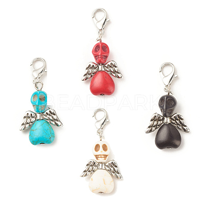 Dyed Synthetic Turquoise Pendant Decorations HJEW-JM00672-1