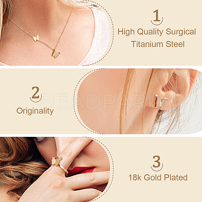 Stainless Steel Butterfly Jewelry Set SJEW-AN0001-54-1