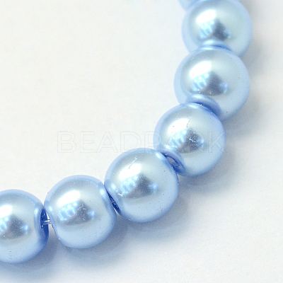 Baking Paint Pearlized Glass Pearl Round Bead Strands X-HY-Q003-6mm-24-1