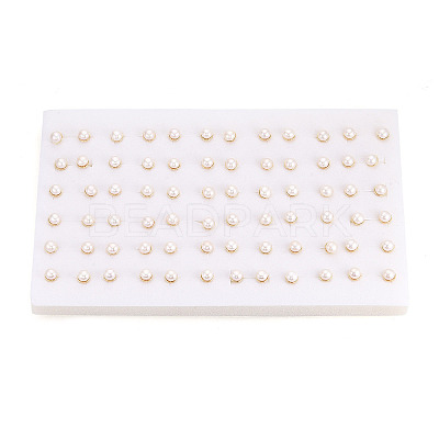 Brass Natural Pearl Stud Earrings PEAR-N020-08F-1
