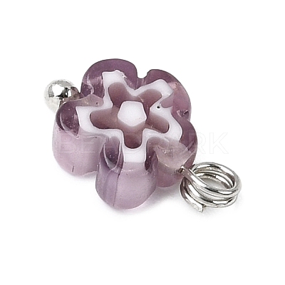 Handmade Millefiori Glass Charms PALLOY-JF04572-02-1