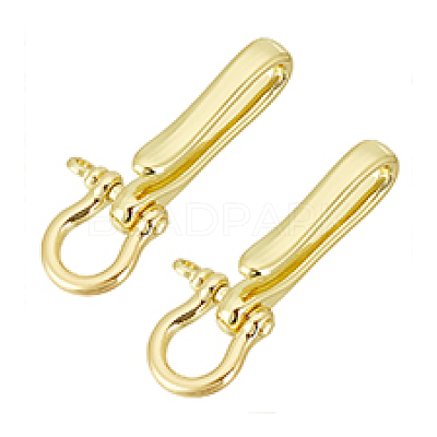 2Pcs Brass Shackle Clasps with Brass S Hook Clasps KK-PH0010-57LG-1