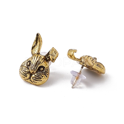 Alloy Rabbit Stud Earrings with 925 Sterling Silver Pins for Women LS-EJEW-I275-01AG-1