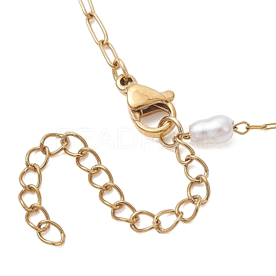 316 Surgical Stainless Steel Paperclip Chain with Plastic Imitation Pearl Handmade Link Chain Bracelet Making AJEW-JB01588-1