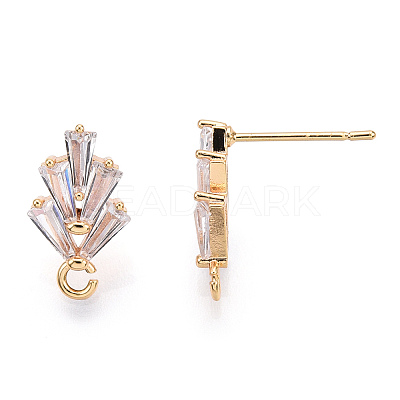 Brass Cubic Zirconia Ear Stud Findings KK-S336-25G-1