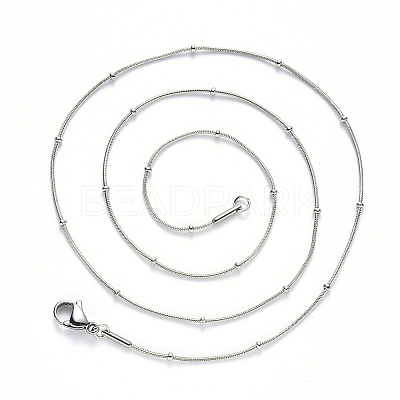 Non-Tarnish 304 Stainless Steel Round Snake Chain Necklace NJEW-S420-009C-P-1