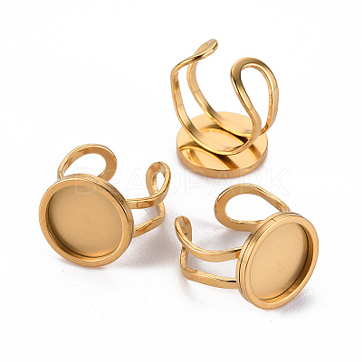 201 Stainless Steel Cuff Ring Findings STAS-S080-040C-G-1