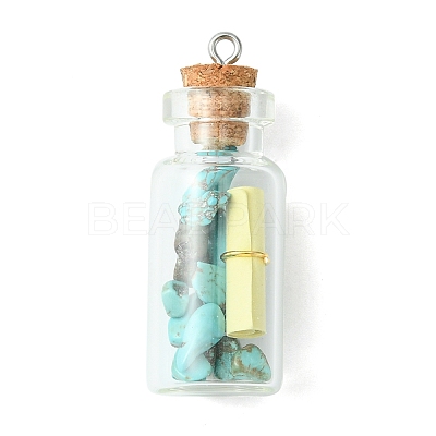 Wishing Bottle Glass Bottle Pendants PALLOY-JF02127-1