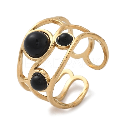 Natural Black Agate Finger Rings STAS-Z112-05G-01-1