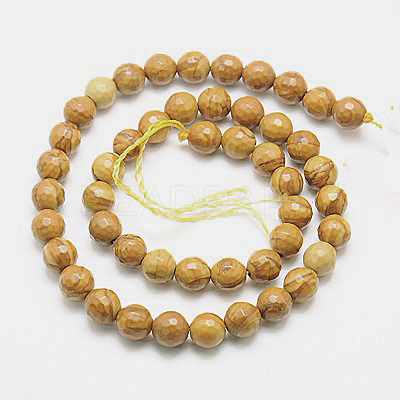 Natural Petrified Wood Beads Strands G-G542-6mm-06-1