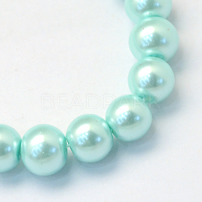 Baking Paint Pearlized Glass Pearl Round Bead Strands X-HY-Q330-8mm-45-1