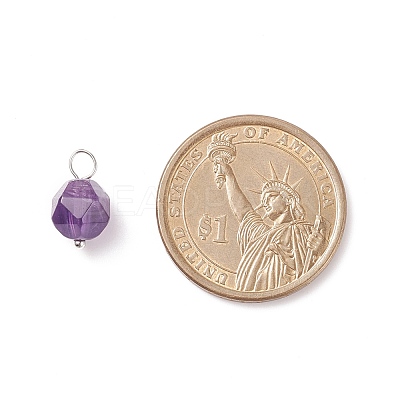 Faceted Natural Amethyst  Pendants PALLOY-JF01694-03-1