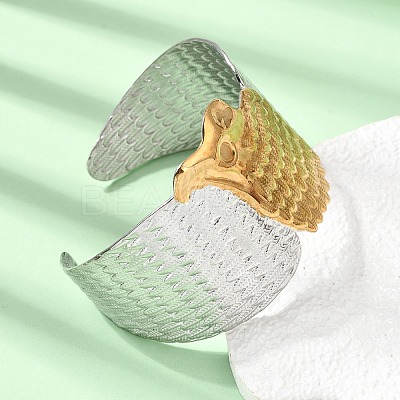 Two Tone 304 Stainless Steel Cuff Bangles SA-CBA90C5-02B-PG-1