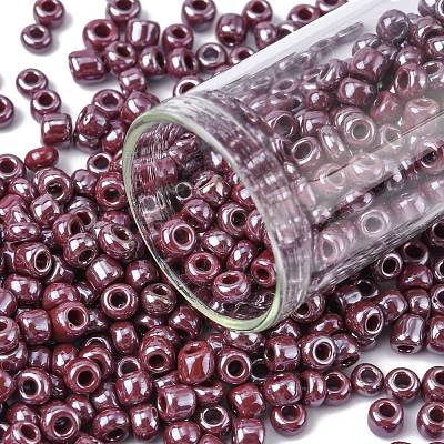 6/0 Opaque Colors Lustered Round Glass Seed Beads X-SEED-A012-4mm-126-1