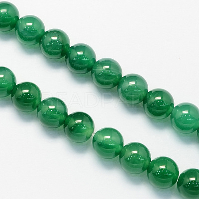 Round Natural Dyed & Heated Green Onyx Agate Beads Strands G-S123-6mm-1