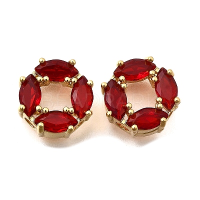 Brass Micro Pave Cubic Zirconia Beads KK-F913-02G-1
