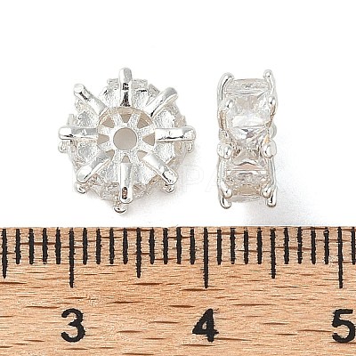 Brass Micro Pave Cubic Zirconia Spacer Beads KK-U045-16S-1