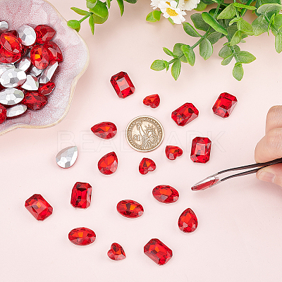 64Pcs 4 Style Glass Rhinestone Cabochons RGLA-FG0001-11B-1