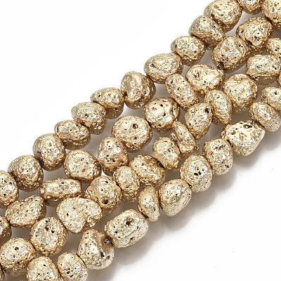Electroplated Natural Lava Rock Beads Strands G-S352-29KC-1