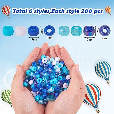 1200Pcs 2 Style 3 Colors Mixed Effect Acrylic European Beads OACR-SZ0001-28-1