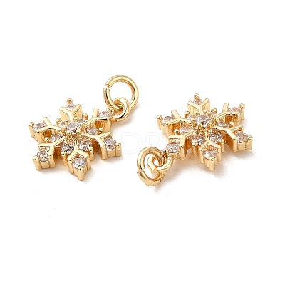 Rack Plating Brass Micro Pave Cubic Zirconia Charms X-KK-E081-15G-1