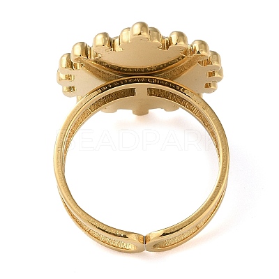 304 Stainless Steel Open Cuff Ring Components STAS-Q308-04G-1