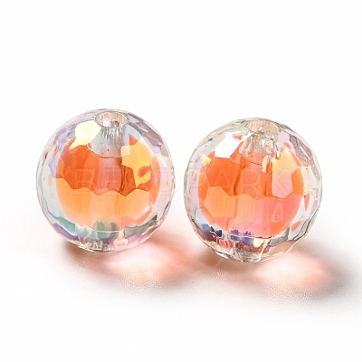 Two Tone UV Plating Rainbow Iridescent Acrylic Beads TACR-D010-03B-04-1