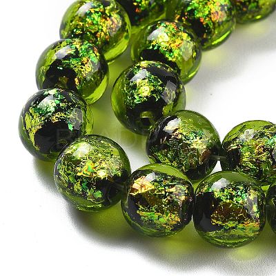 Handmade Foil Lampwork Beads Strands FOIL-K003-06B-21-1