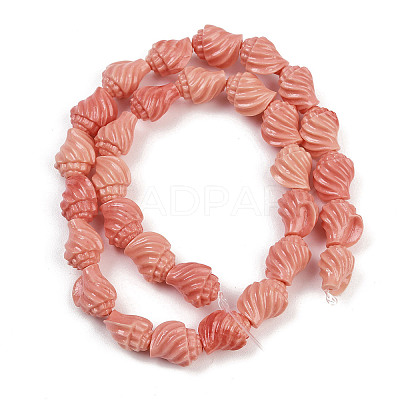 Synthetic Coral Dyed Carved Beads Strands SHEL-D001-B02-1