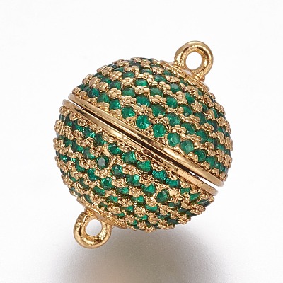 Brass Micro Pave Cubic Zirconia Magnetic Clasps with Loops ZIRC-L075-49D-1