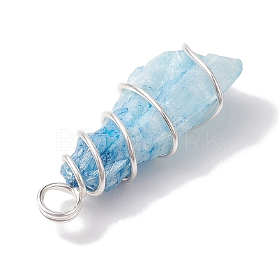 Electroplated Natural Quartz Crystal Copper Wire Wrapped Pendants PALLOY-JF02676-02-1